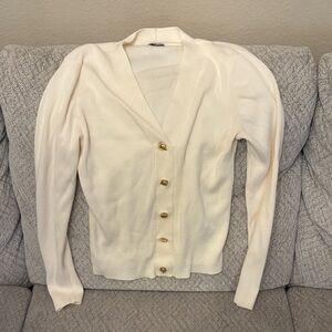 NIC+ZOE Cream Cardigan with Gold Buttons